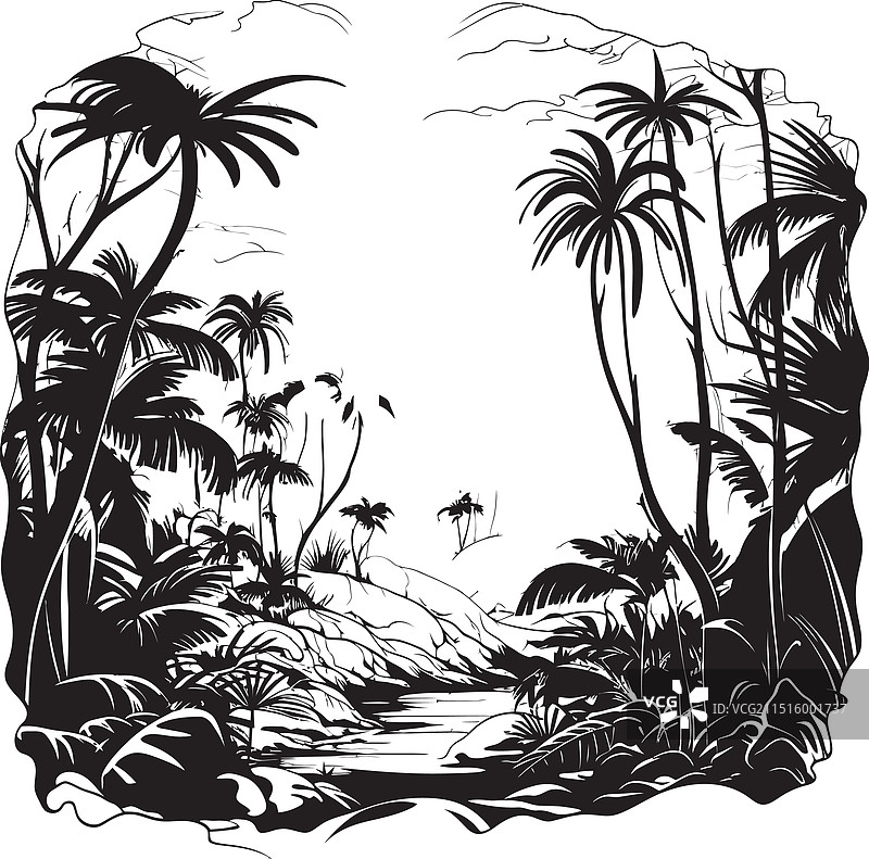 丛林奥德赛时尚黑色图标图片素材