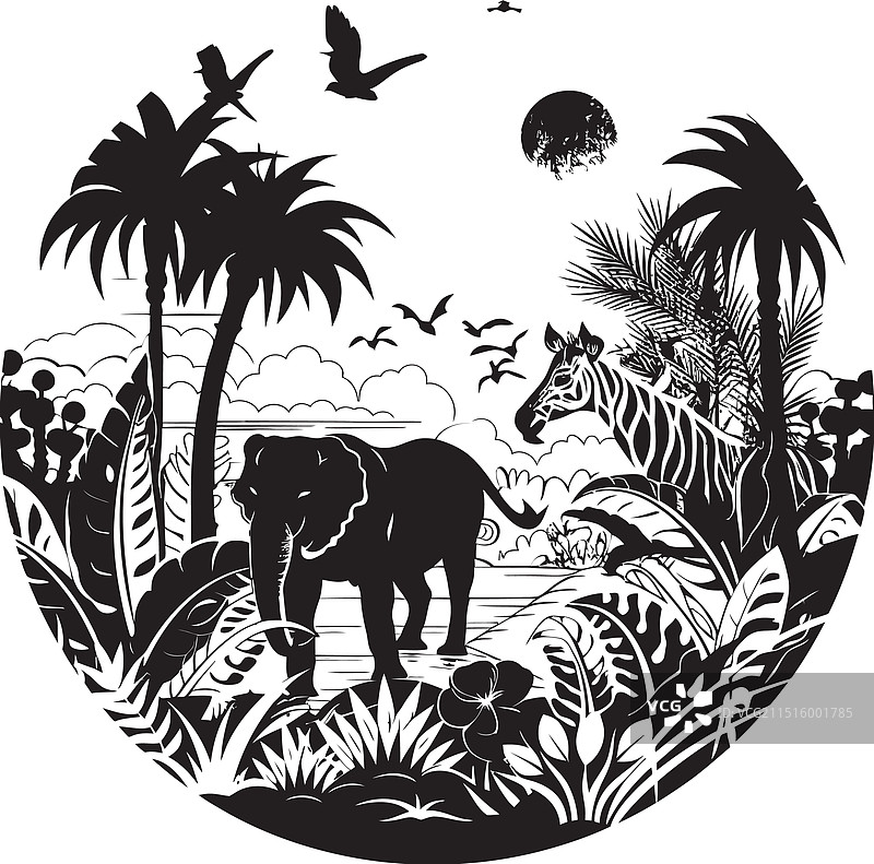 丛林奥德赛时尚黑色图标图片素材