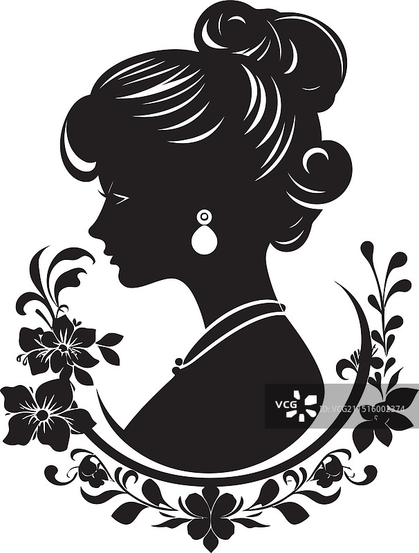 复古玫瑰光芒女性面部标志图片素材