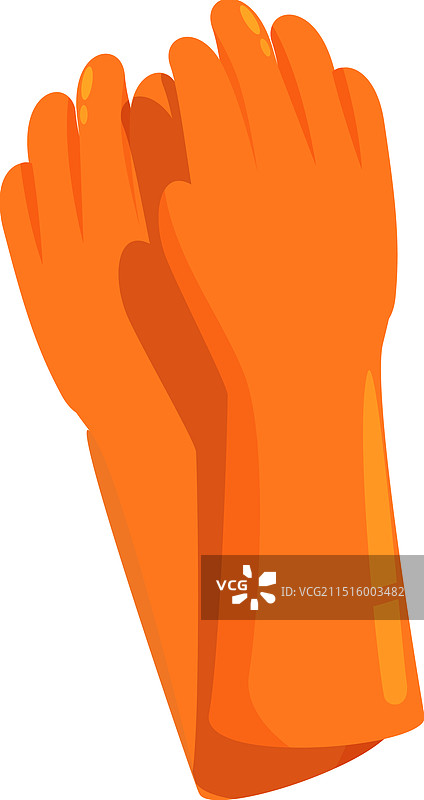 戴橙色橡胶清洁手套保护双手图片素材