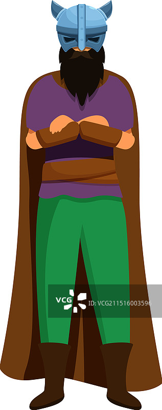 戴着头盔和披风的强大维京战士图片素材