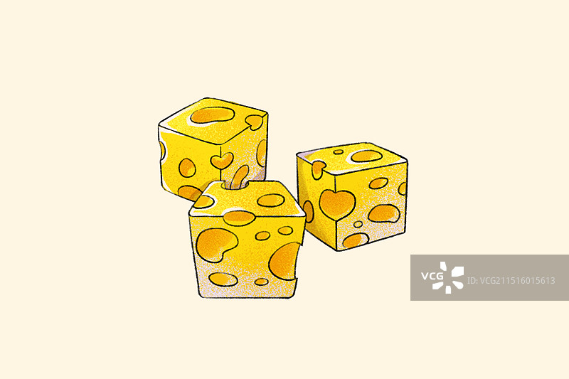 手绘扁平噪点风格的奶酪芝士黄油插画图片素材
