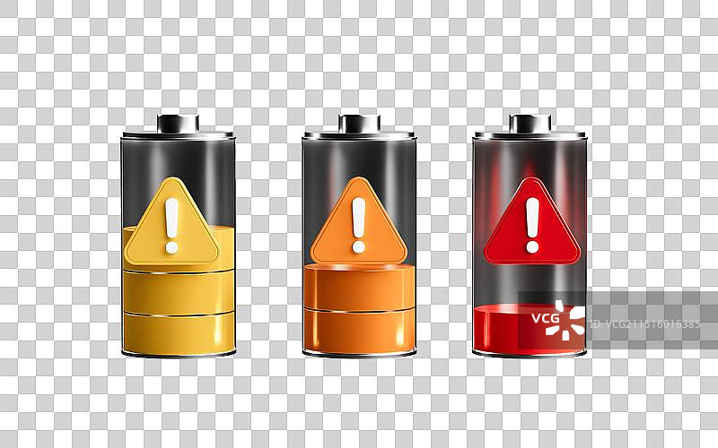 电池电量不足警告3D渲染图片素材