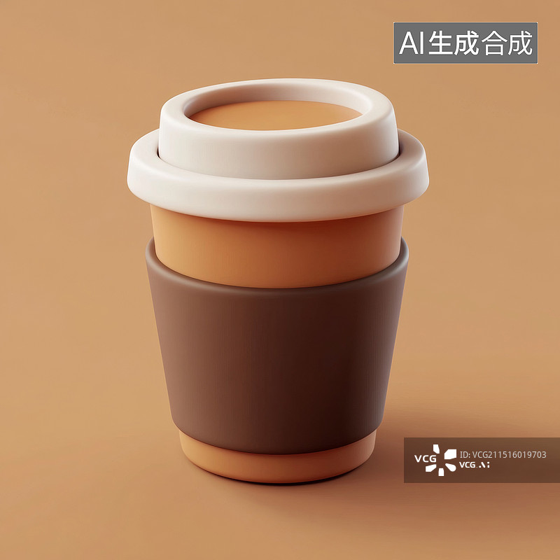 【AI数字艺术】一次性咖啡杯3D图标图片素材
