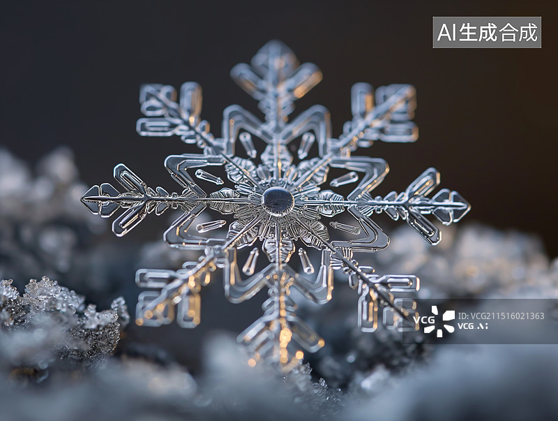 【AI数字艺术】冬季雪地的冰花结晶图片素材