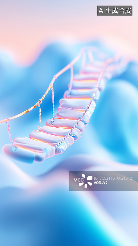 【AI数字艺术】3D卡通山谷山绳桥图片素材