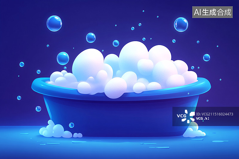 【AI数字艺术】世界卫生日肥皂泡泡和清洁海绵泡沫概念插图图片素材
