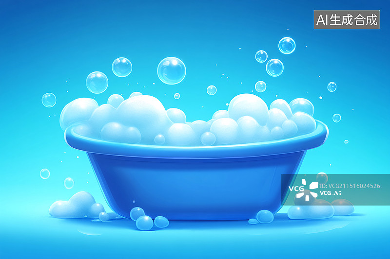 【AI数字艺术】世界卫生日肥皂泡泡和清洁海绵泡沫概念插图图片素材