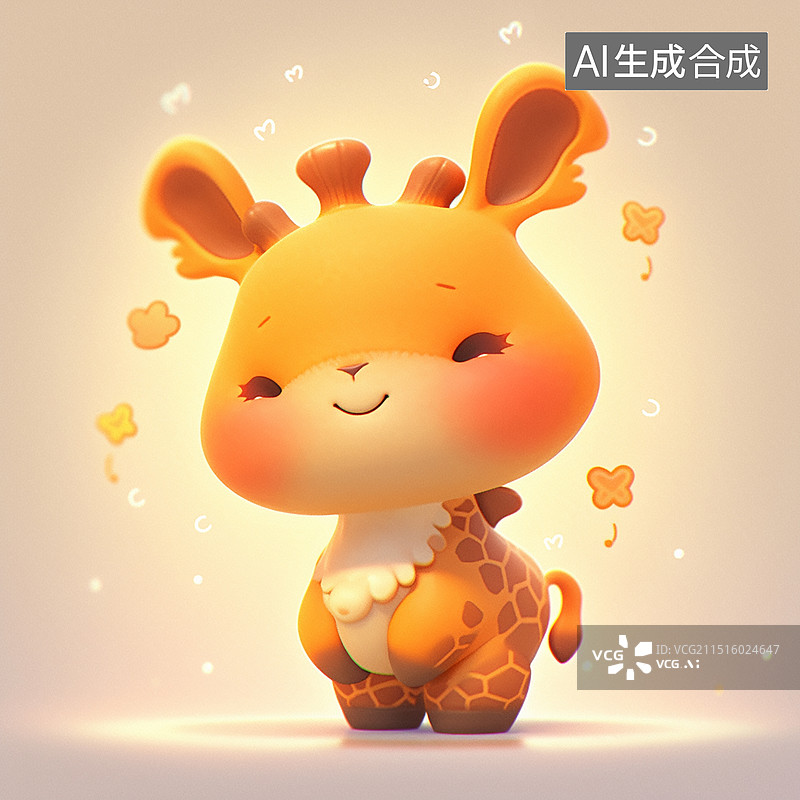 【AI数字艺术】可爱呆萌小长颈鹿宝宝图片素材