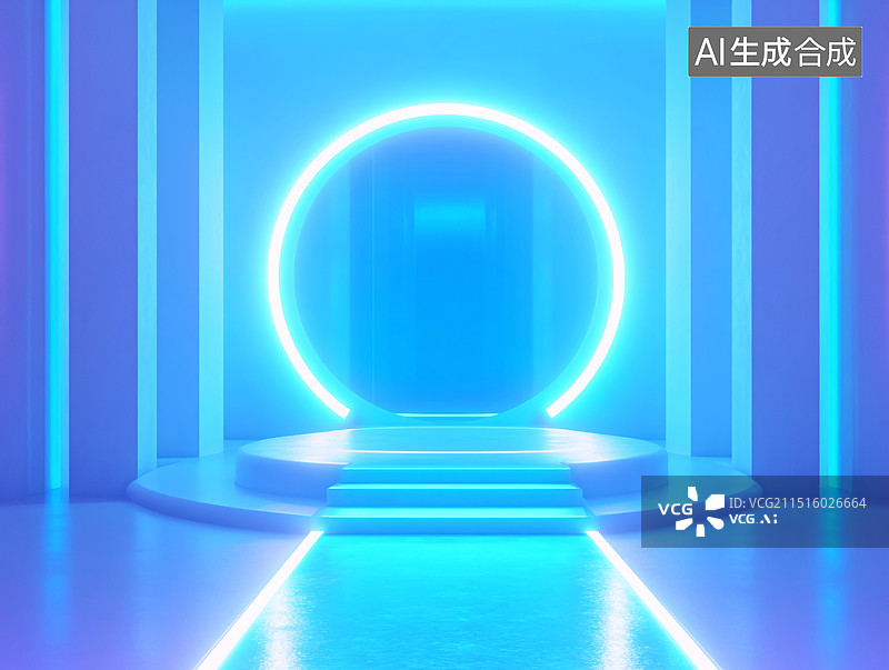 【AI数字艺术】3D渲染科幻延伸空间站飞船走廊隧道背景图片素材