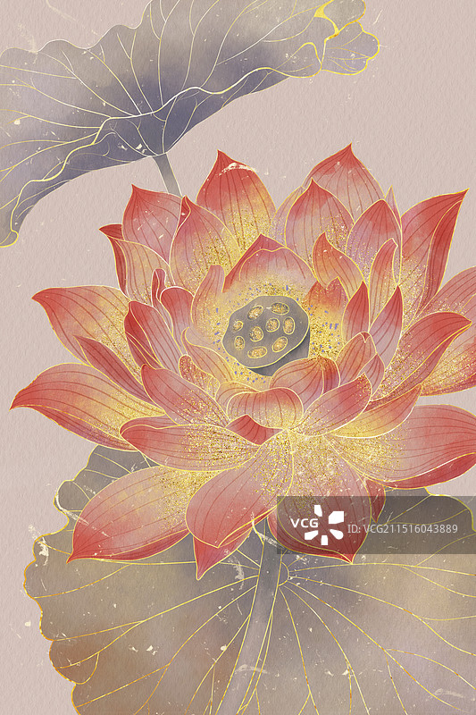 荷花装饰画国风插画图片素材