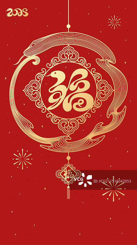 蛇年新年剪纸风矢量插画海报图片素材