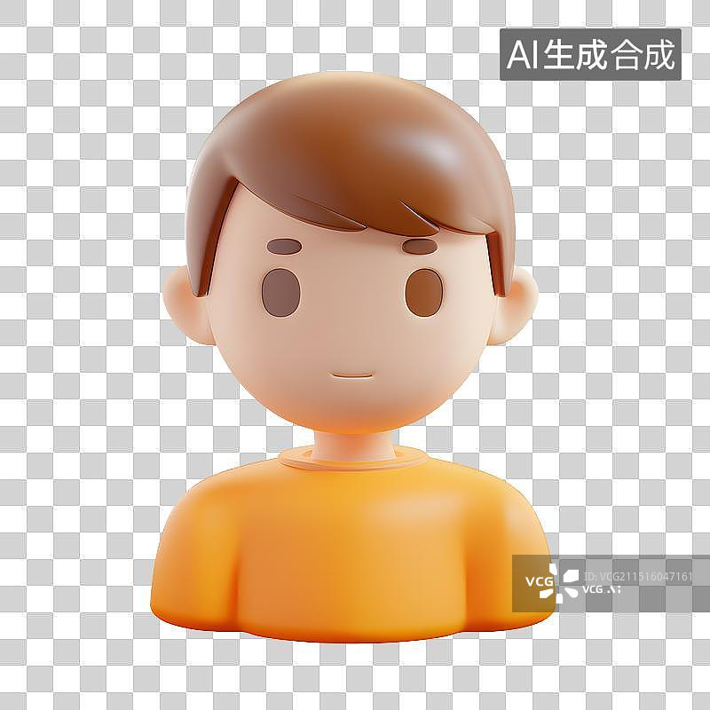 【AI数字艺术】卡通男孩半身头像3D插画元素图片素材