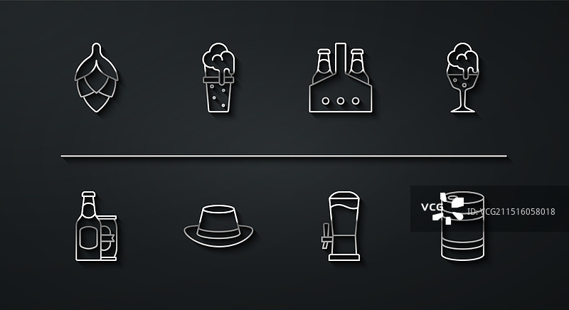 啤酒瓶和啤酒罐玻璃杯组合图片素材