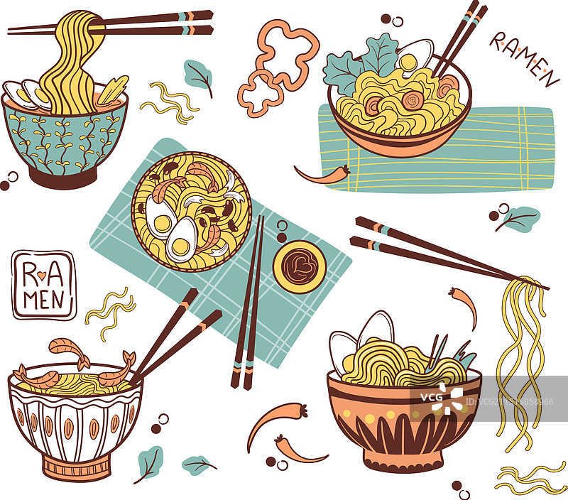 涂鸦拉面（日式、韩式、中式）图片素材