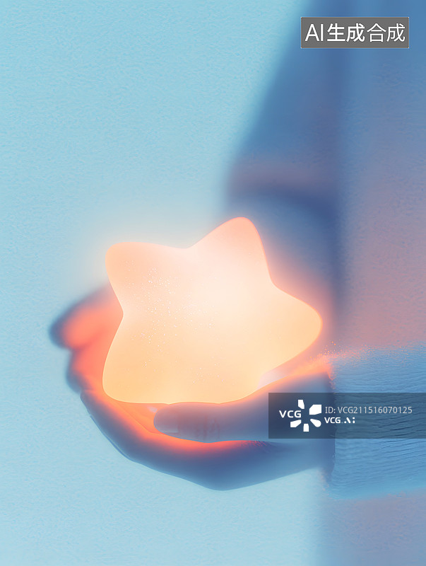 【AI数字艺术】双手捧着一颗发光的星星三维场景图片素材