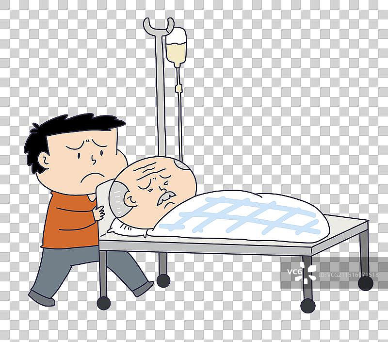 儿子照顾患病的父亲图片素材