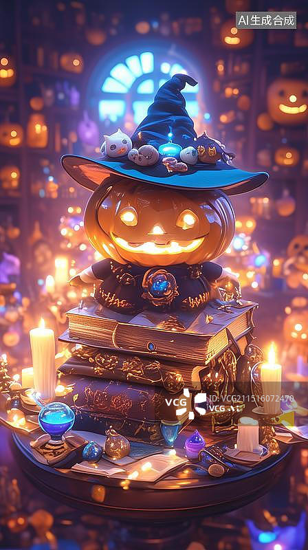 【AI数字艺术】万圣节电商海报壁纸南瓜骷髅元素图片素材