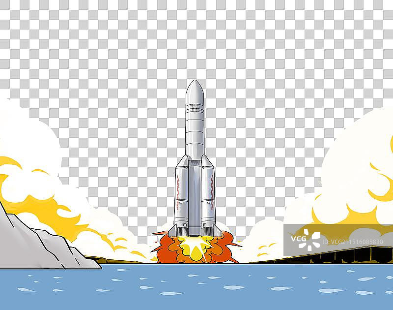 海射型运载火箭手绘插画图片素材