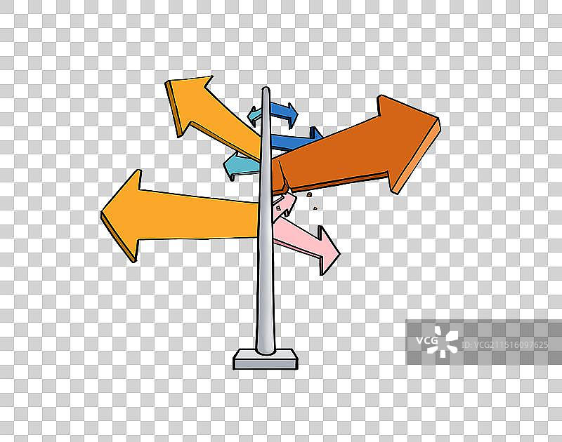 指路牌裂开了手绘元素图片素材