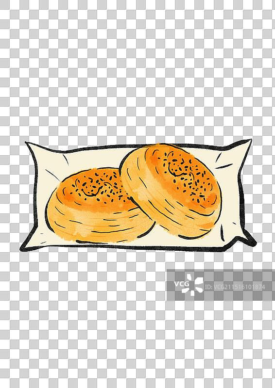 国潮风柳州美食插画元素-绿豆饼图片素材