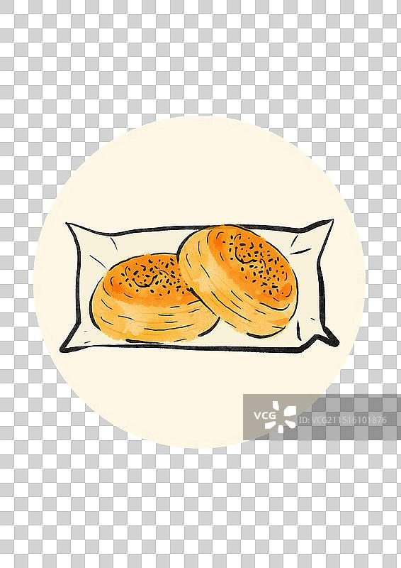 国潮风柳州美食插画元素-绿豆饼图片素材