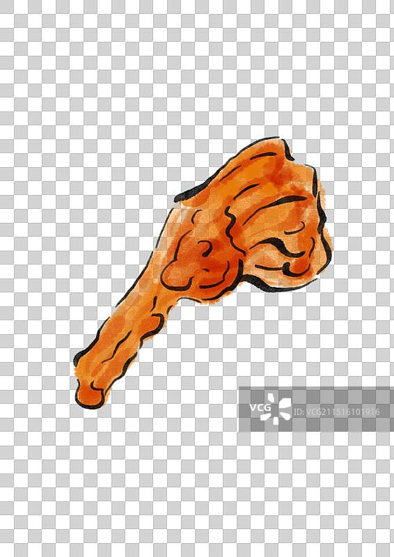 国潮风柳州美食插画元素-卤鸭掌图片素材