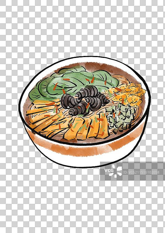 国潮风柳州美食插画元素-螺狮粉图片素材