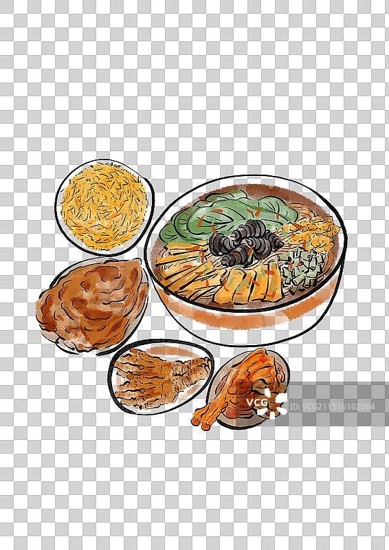 国潮风柳州美食插画元素-螺狮粉图片素材