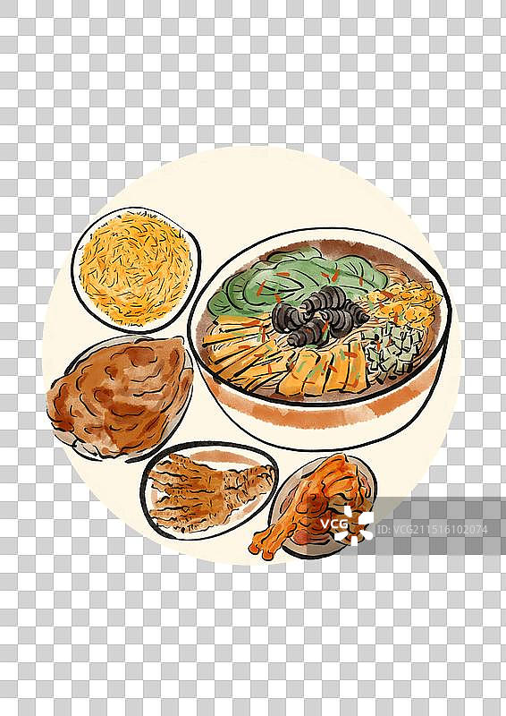 国潮风柳州美食插画元素-螺狮粉图片素材