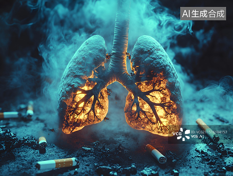 【AI数字艺术】吸烟有害肺脏健康图片素材