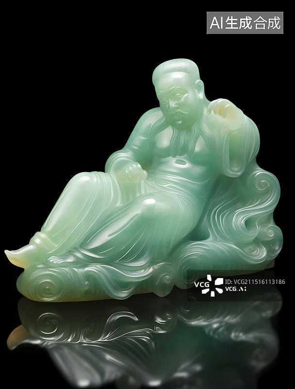 【AI数字艺术】绿玉雕卧像图片素材