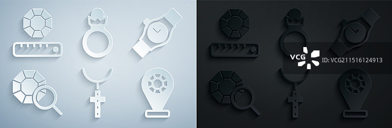 基督教十字架项链手表宝石套装图片素材