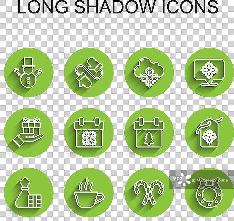 礼品盒咖啡杯圣诞节购物袋线条素材图片素材