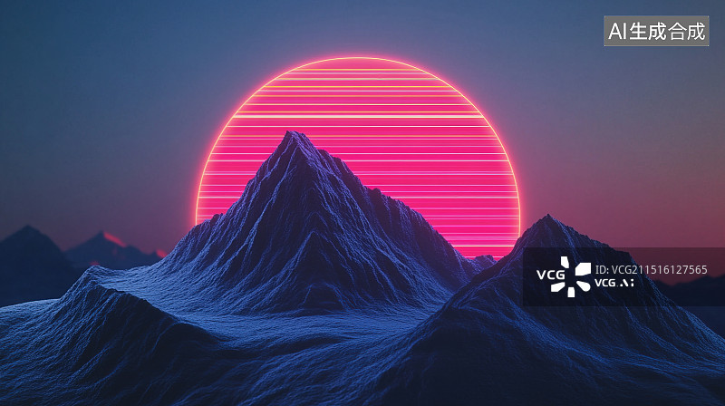 【AI数字艺术】赛博空间 霓虹城市 地形背景图片素材