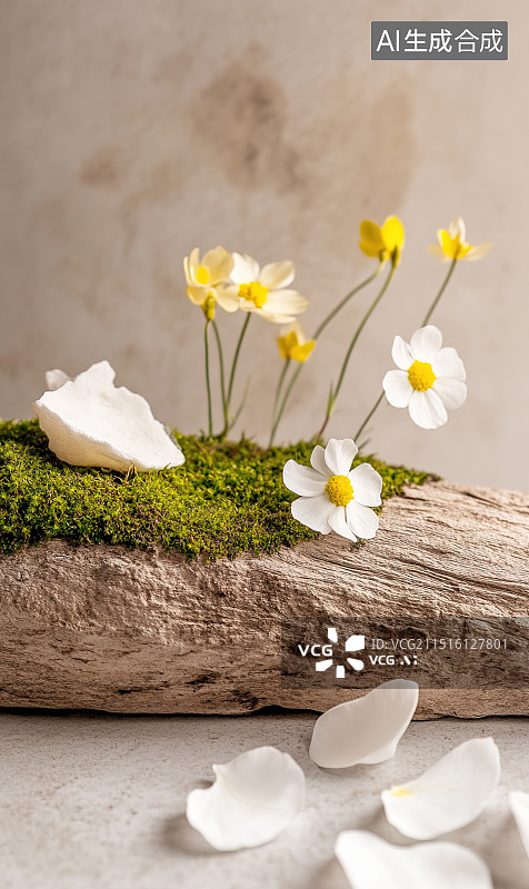 【AI数字艺术】墙边花朵背景 ppt海报背景图片素材