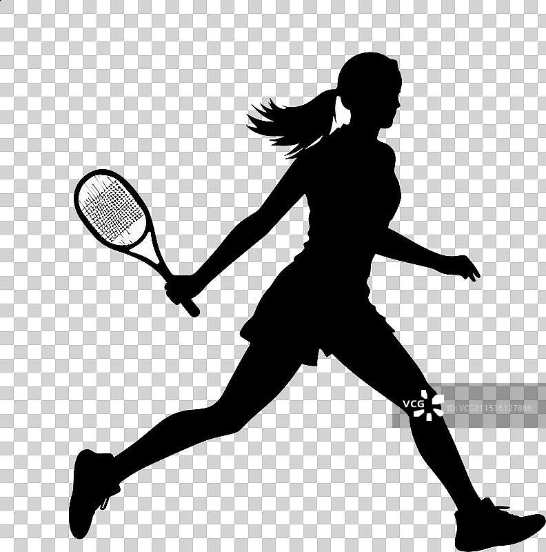 白色背景上的女网球运动员黑色图标图片素材