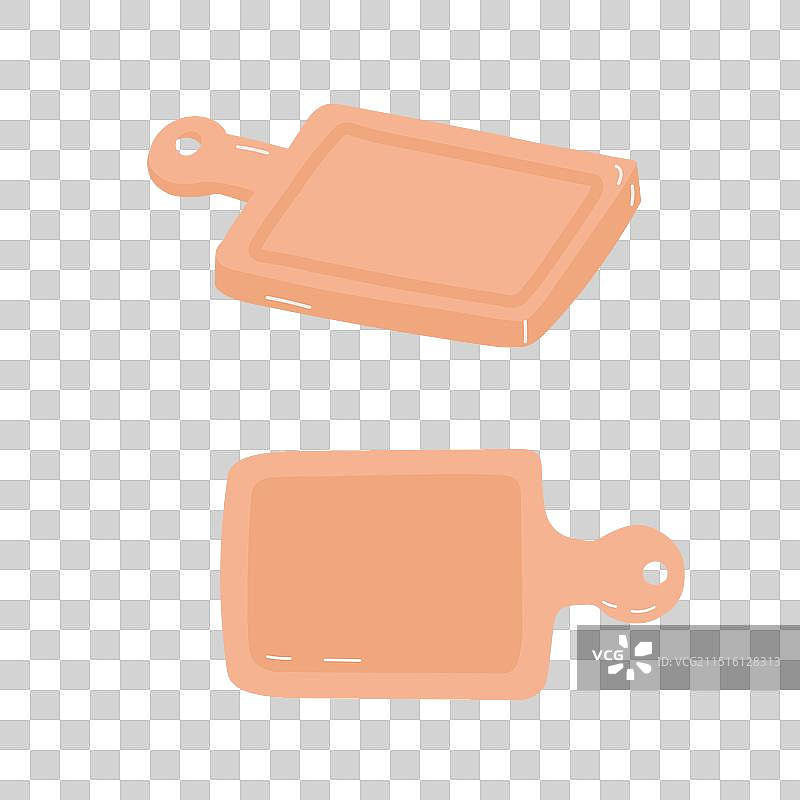 白色背景上手绘的两个木制砧板图片素材