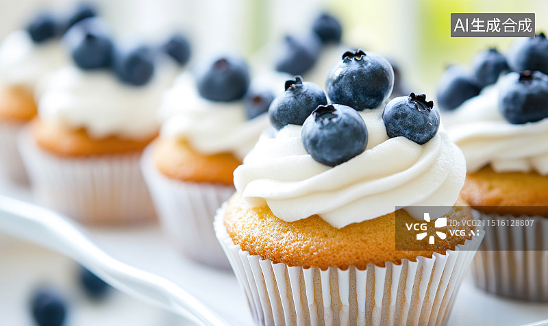 【AI数字艺术】蓝莓杯子蛋糕图片素材