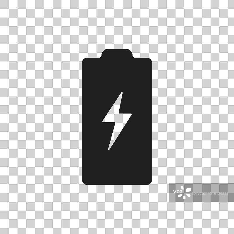 白色背景上的黑色电池充电图标图片素材