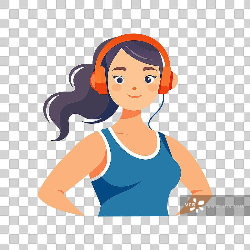 听音乐的白人运动女性图片素材