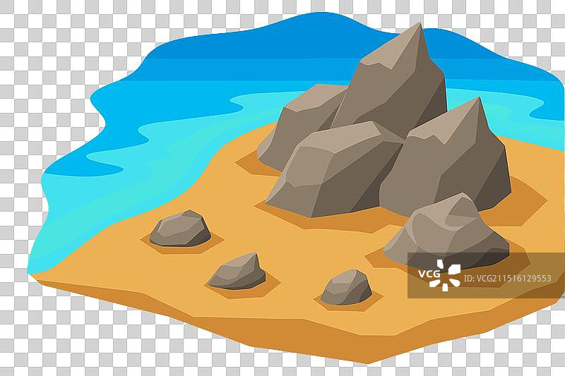 沙滩岩石风景剪影图片素材