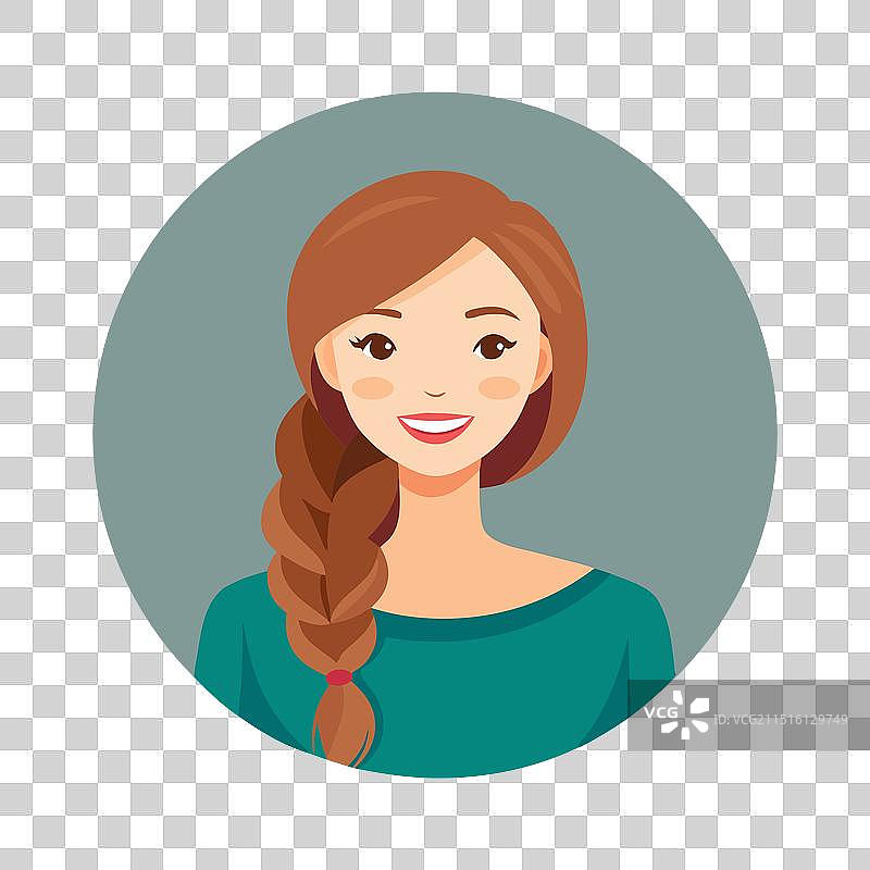 快乐的女人与时尚的编织发型图片素材