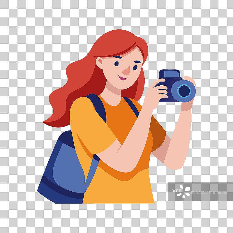 年轻女子拍摄幸福瞬间图片素材