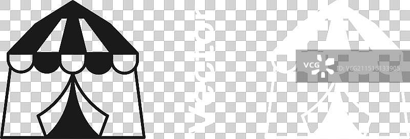 透明背景上的黑色马戏团帐篷图标图片素材