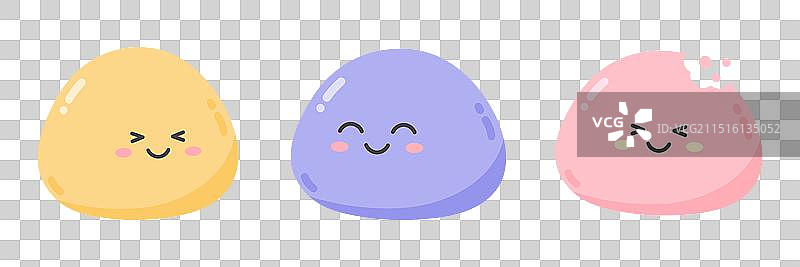 有趣的可爱微笑糯米团子套装图片素材