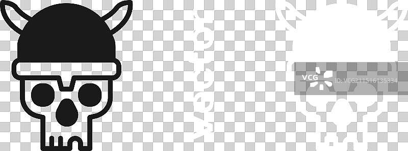 带维京头盔的黑色骷髅图标图片素材