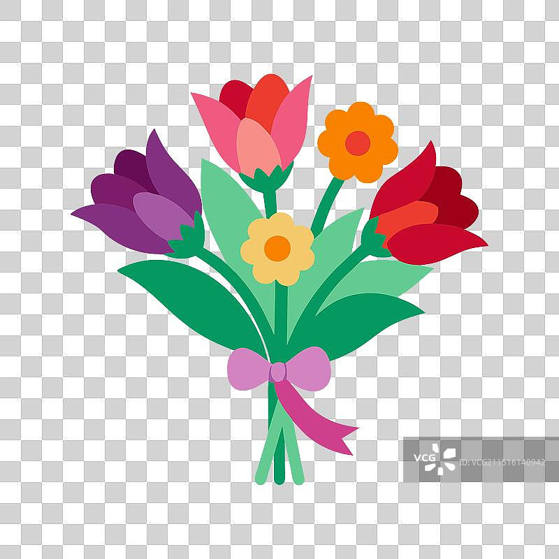 孤立的扁平风花束图片素材