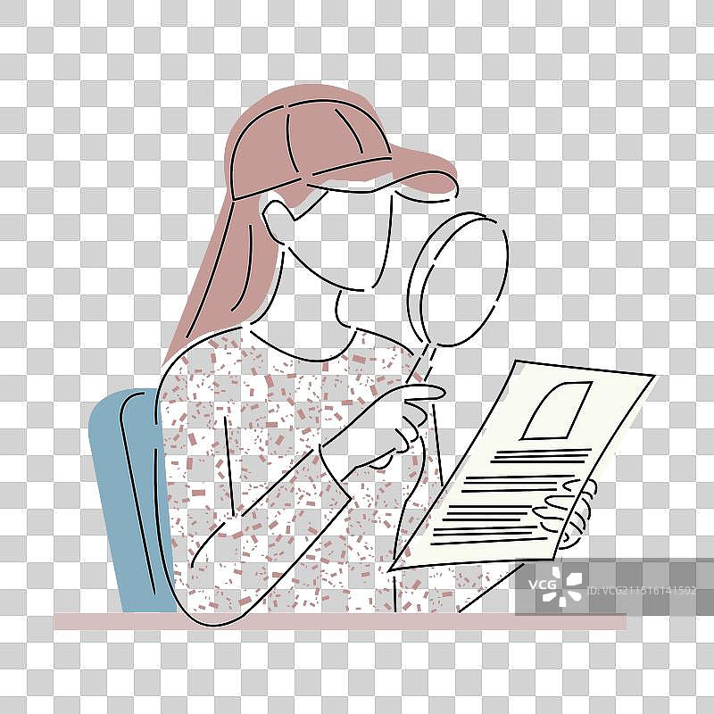 用放大镜动态求职的女性图片素材