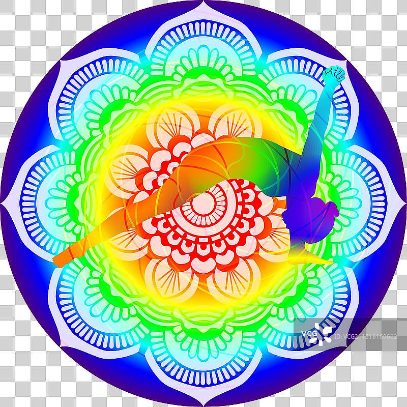 瑜伽体式：束缚战士二式曼陀罗图片素材